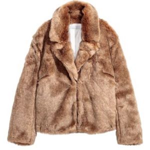 H&M Tan Faux Fur Coat